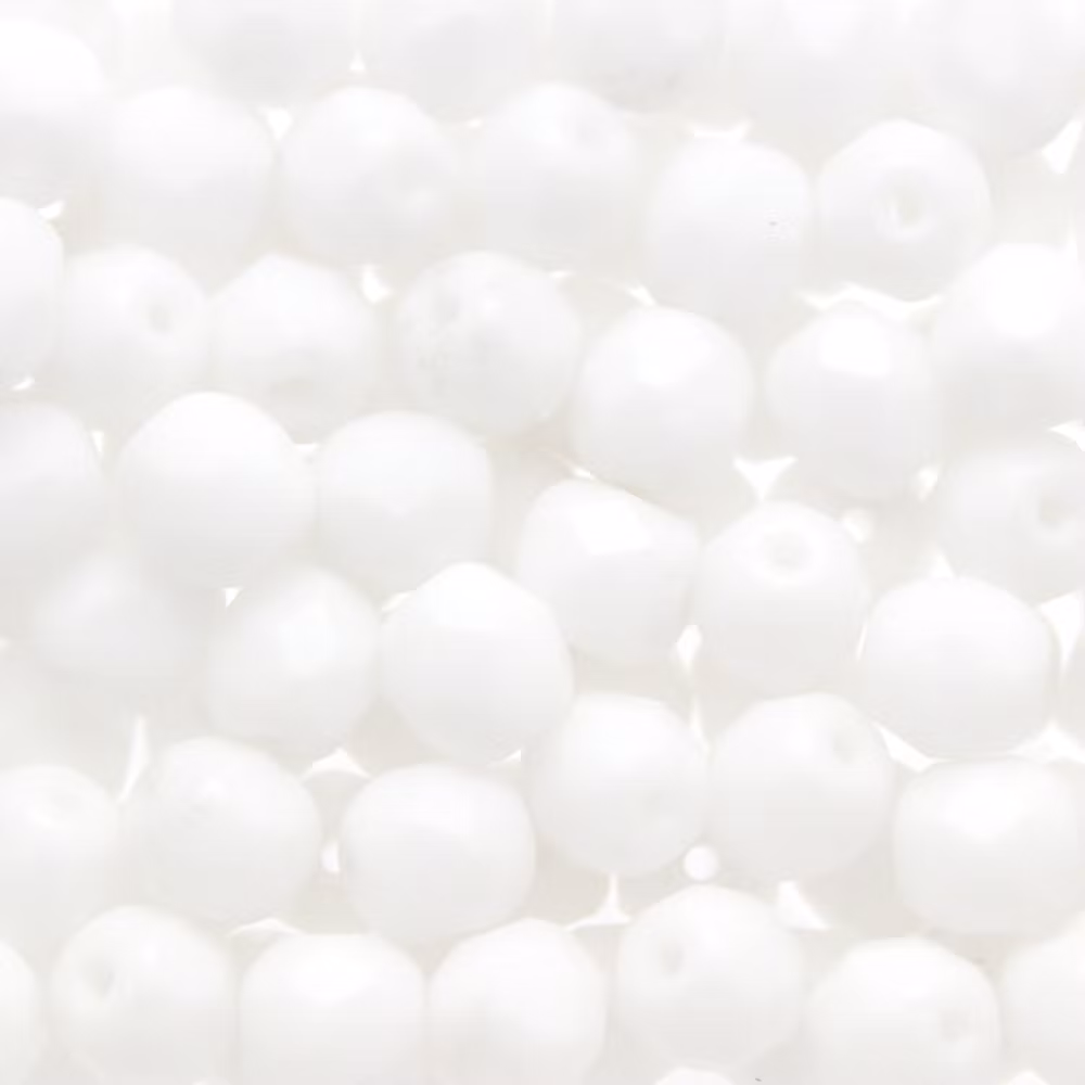 Opaque White Fire Polish 6mm 50st