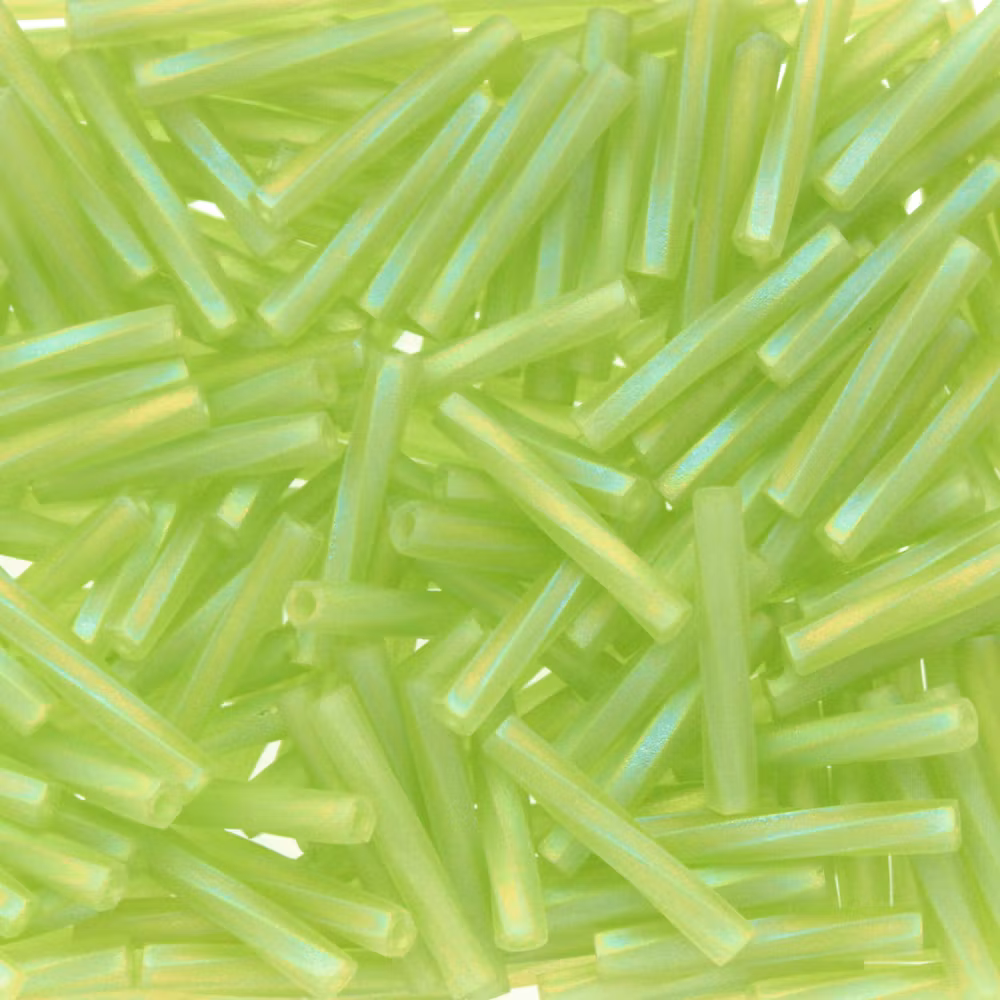 Matte Transparent Chartreuse AB 0143FR Miyuki Twisted Bugle Beads 2x12mm 10g