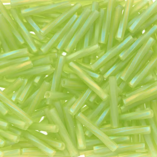 Matte Transparent Chartreuse AB 0143FR Miyuki Twisted Bugle Beads 2x12mm 10g