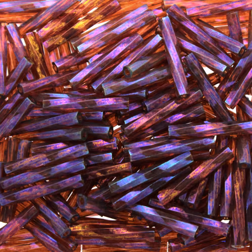 Claret Rainbow Gold Luster 0302 Miyuki Twisted Bugle Beads 2x12mm 10g