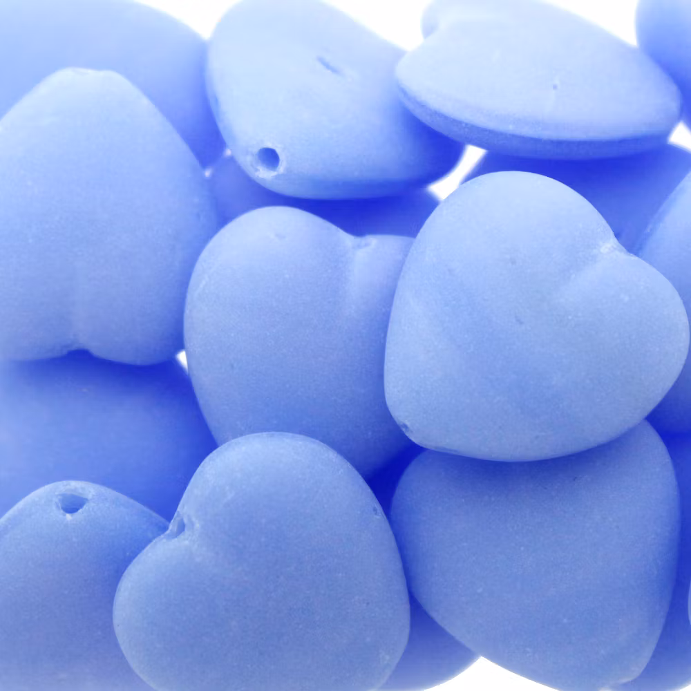 Opaque Sky Blue Mat Heart 15x16mm 1st