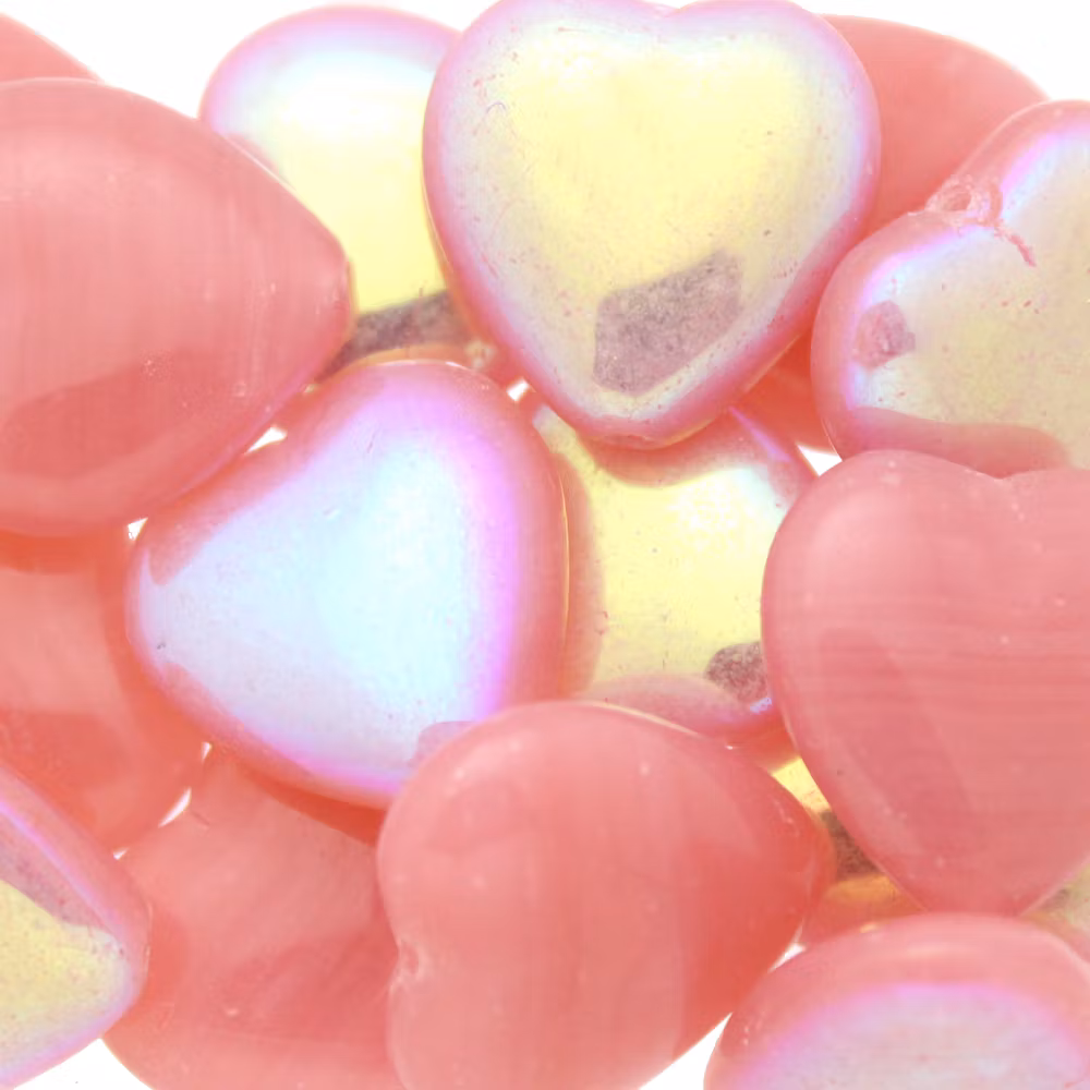 Opaque Rose AB Heart 15x16mm 1st