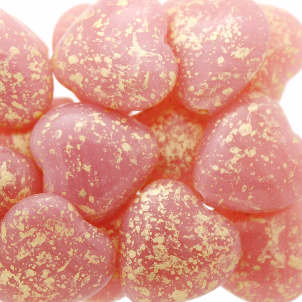 Opaque Rose Gold Splash Heart 15x16mm 1st