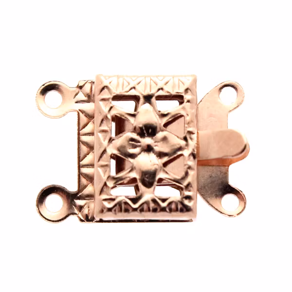 Roséguldfärgat Boxlås 2/2 öglor Fyrkantig med blomma 304 Rostfritt Stål 10x15mm 1st