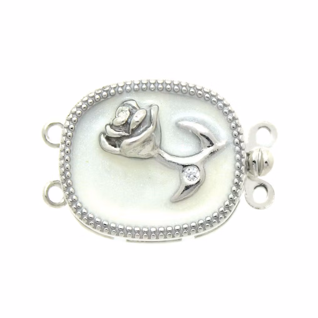 Mörkt Silverfärgat Boxlås 2/2 öglor Avlång med ros 13x19mm 1st