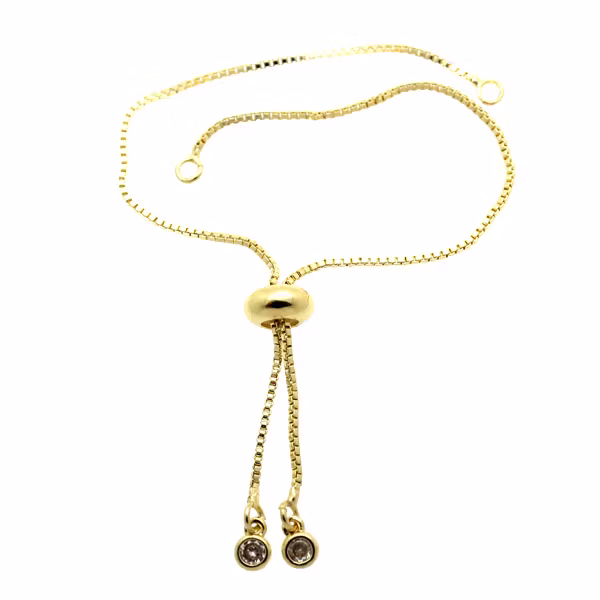 Guldfärgad Förlängningskedja med dragsko/stoppärla 12cm 1st