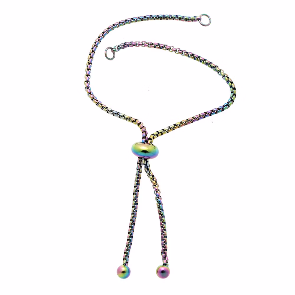 Regnbågsfärgad Förlängningskedja med dragsko/stoppärla 304 Rostfritt Stål 12cm 1st