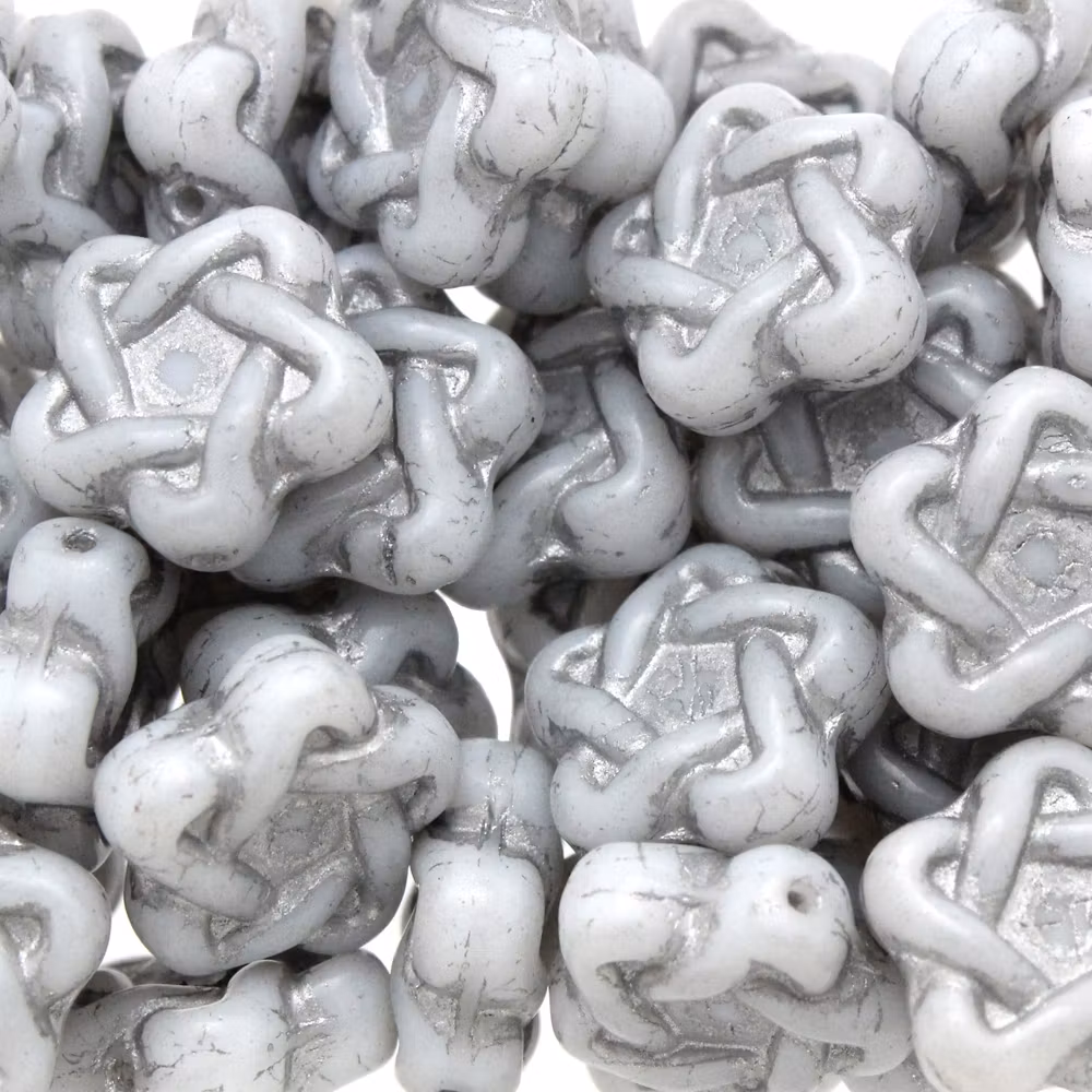 Opaque White Silver Elegant Star 3st