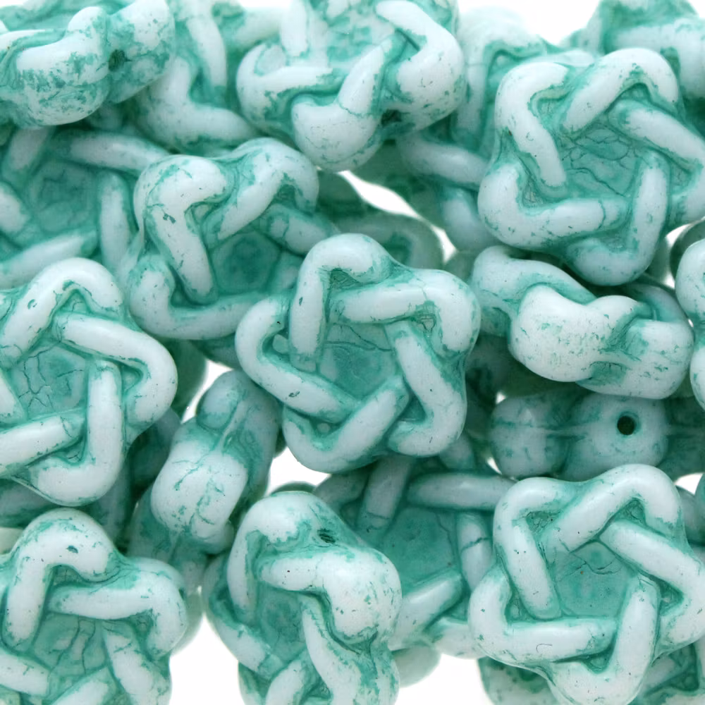 Opaque White Turquoise Green Elegant Star 3st