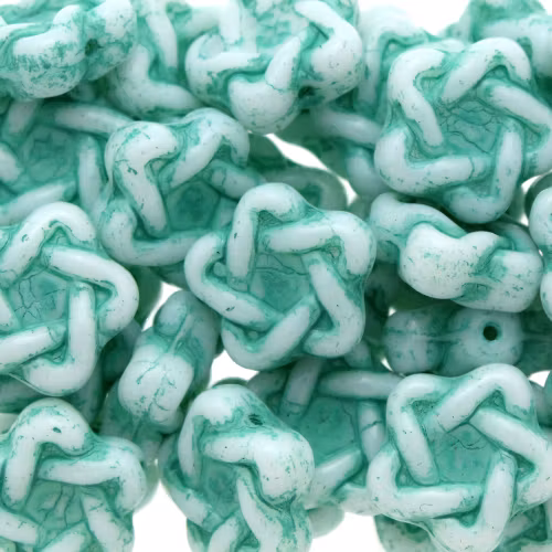 Opaque White Turquoise Green Elegant Star 3st