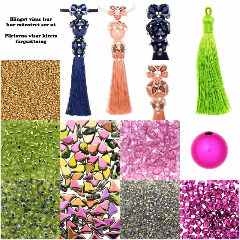 Rosa/Lime Helamovo Tofs Kit (EJ MÖNSTER ENDAST PÄRLOR)