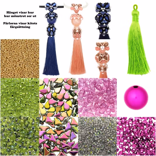 Rosa/Lime Helamovo Tofs Kit (EJ MÖNSTER ENDAST PÄRLOR)