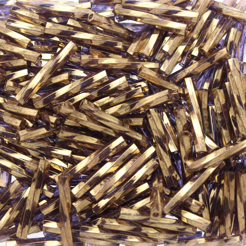 Gold Antiqued Transparent Amethyst 1285 Miyuki Twisted Bugle Beads 2x12mm 10g