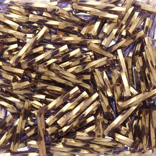 Gold Antiqued Transparent Amethyst 1285 Miyuki Twisted Bugle Beads 2x12mm 10g