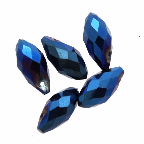 Metallic Blue Droppe Glas 12x6mm 1st