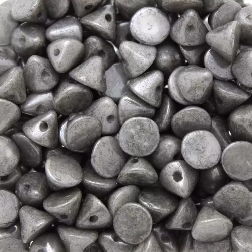 Opaque White Grey Luster Button Bead 50st