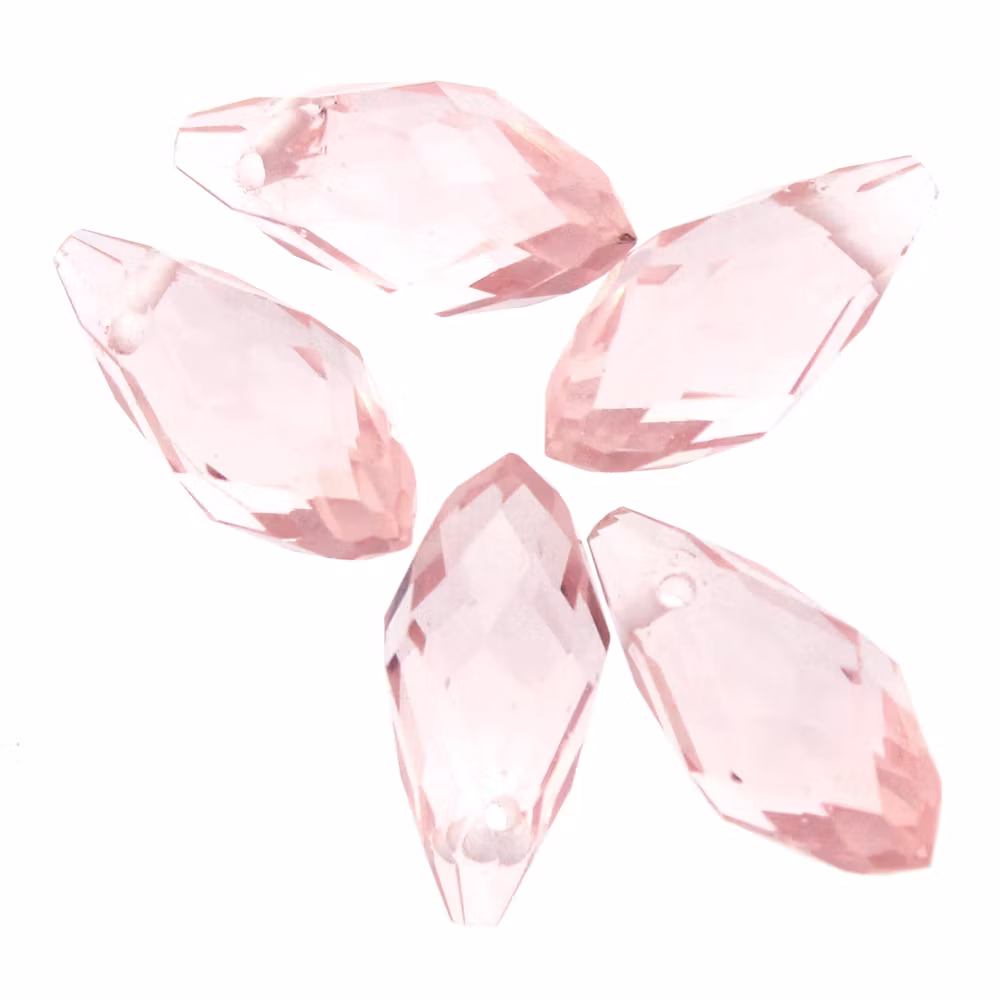 Pink Droppe Glas 12x6mm 1st