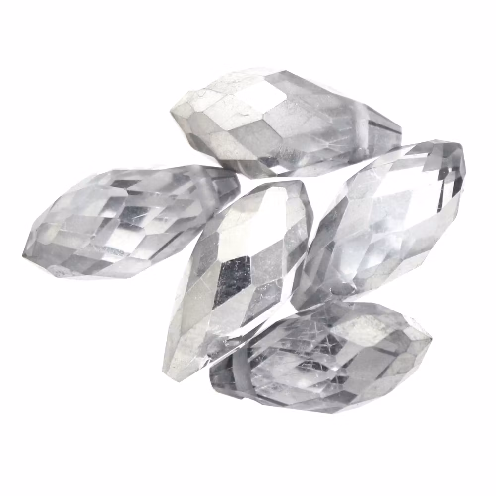 Crystal Half Metallic Silver Droppe Glas 12x6mm 1st
