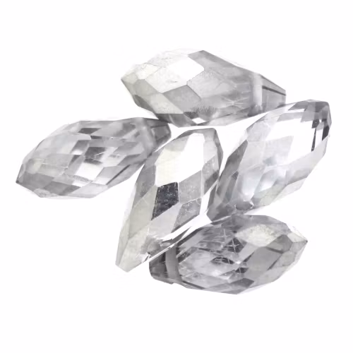 Crystal Half Metallic Silver Droppe Glas 12x6mm 1st