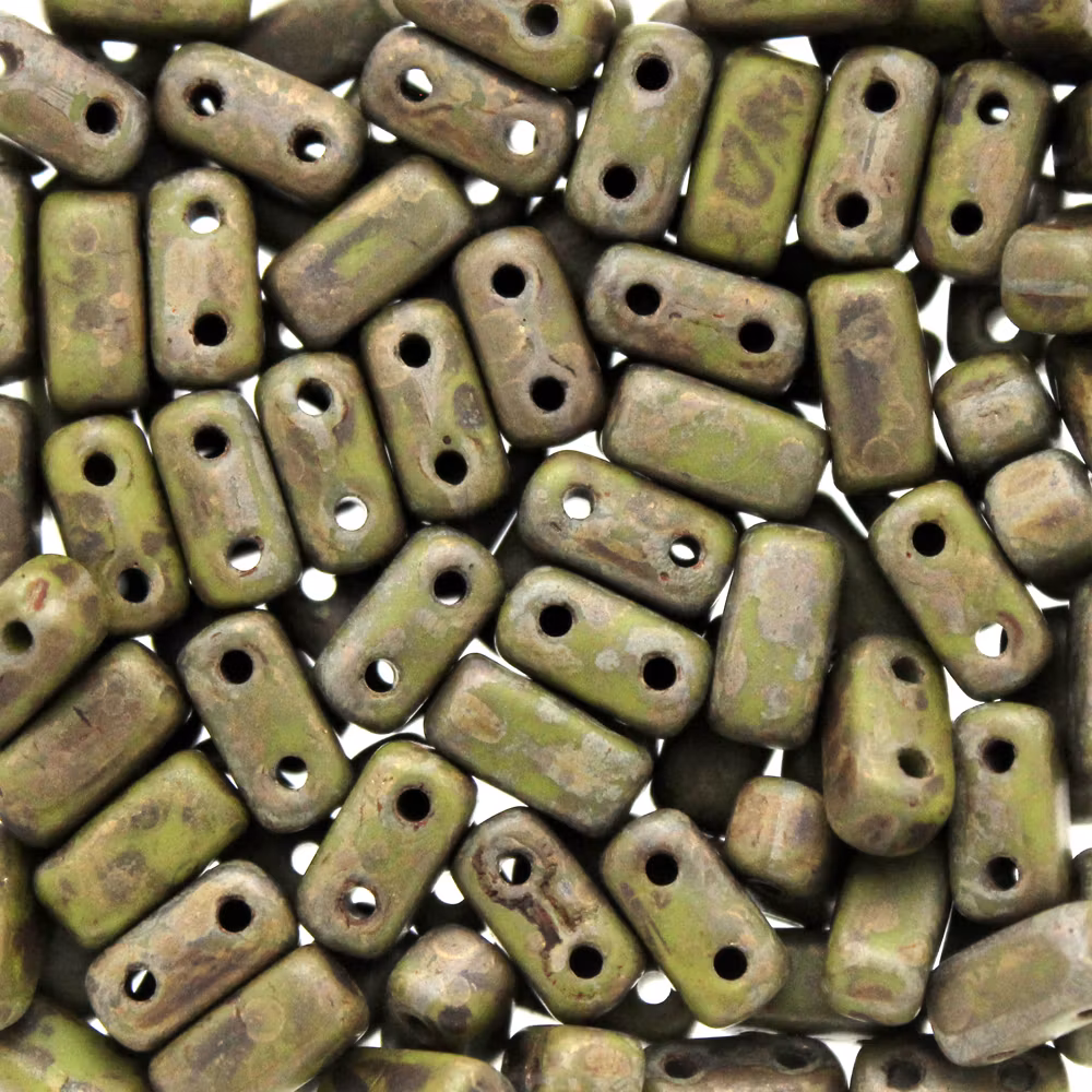 Opaque Olive Copper Picasso Bricks 5g