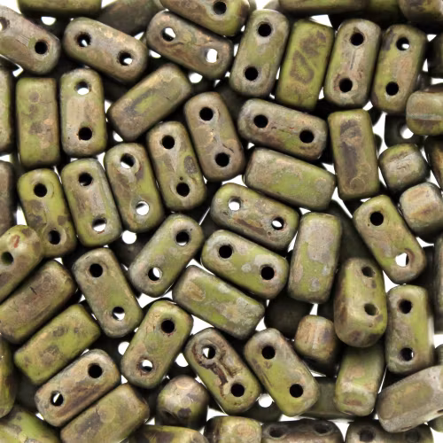 Opaque Olive Copper Picasso Bricks 5g