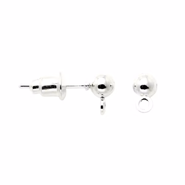 Silverfärgade Stiftörhängen med Kula 4mm och ögla 6x14mm 5par