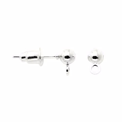 Silverfärgade Stiftörhängen med Kula 4mm och ögla 6x14mm 5par