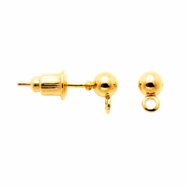 Guldfärgade Stiftörhängen med Kula 4mm och ögla 6x14mm 5par
