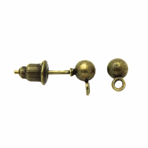 Bronsfärgade Stiftörhängen med Kula 4mm och ögla 6x14mm 5par