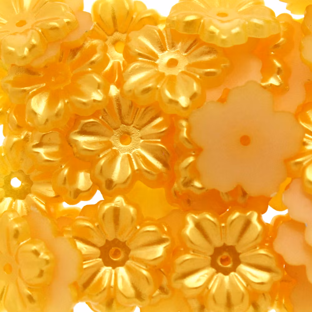 Dark Yellow Pastel Blomma Plastpärla 5-bladig 12mm 10st