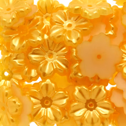 Dark Yellow Pastel Blomma Plastpärla 5-bladig 12mm 10st