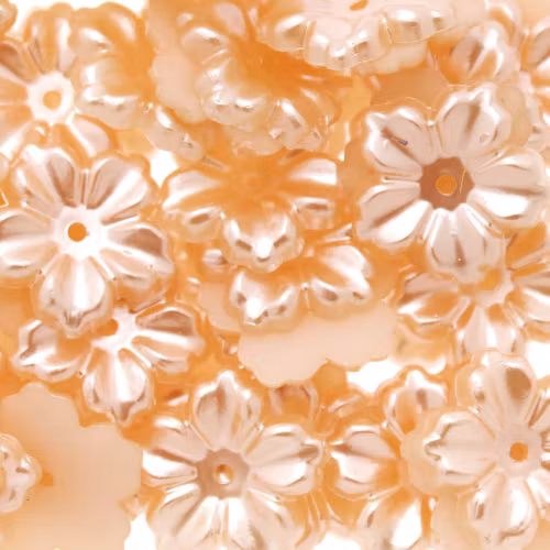 Peach Pastel Blomma Plastpärla 5-bladig 12mm 10st