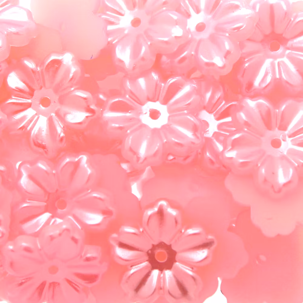 Pink Pastel Blomma Plastpärla 5-bladig 12mm 10st