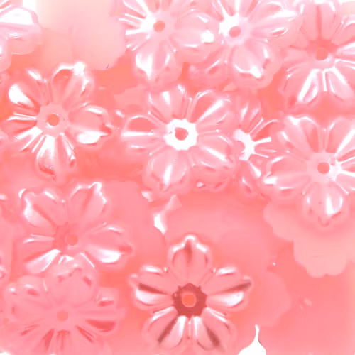 Pink Pastel Blomma Plastpärla 5-bladig 12mm 10st