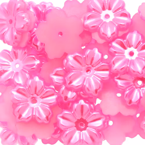 Hot Pink Pastel Blomma Plastpärla 5-bladig 12mm 10st
