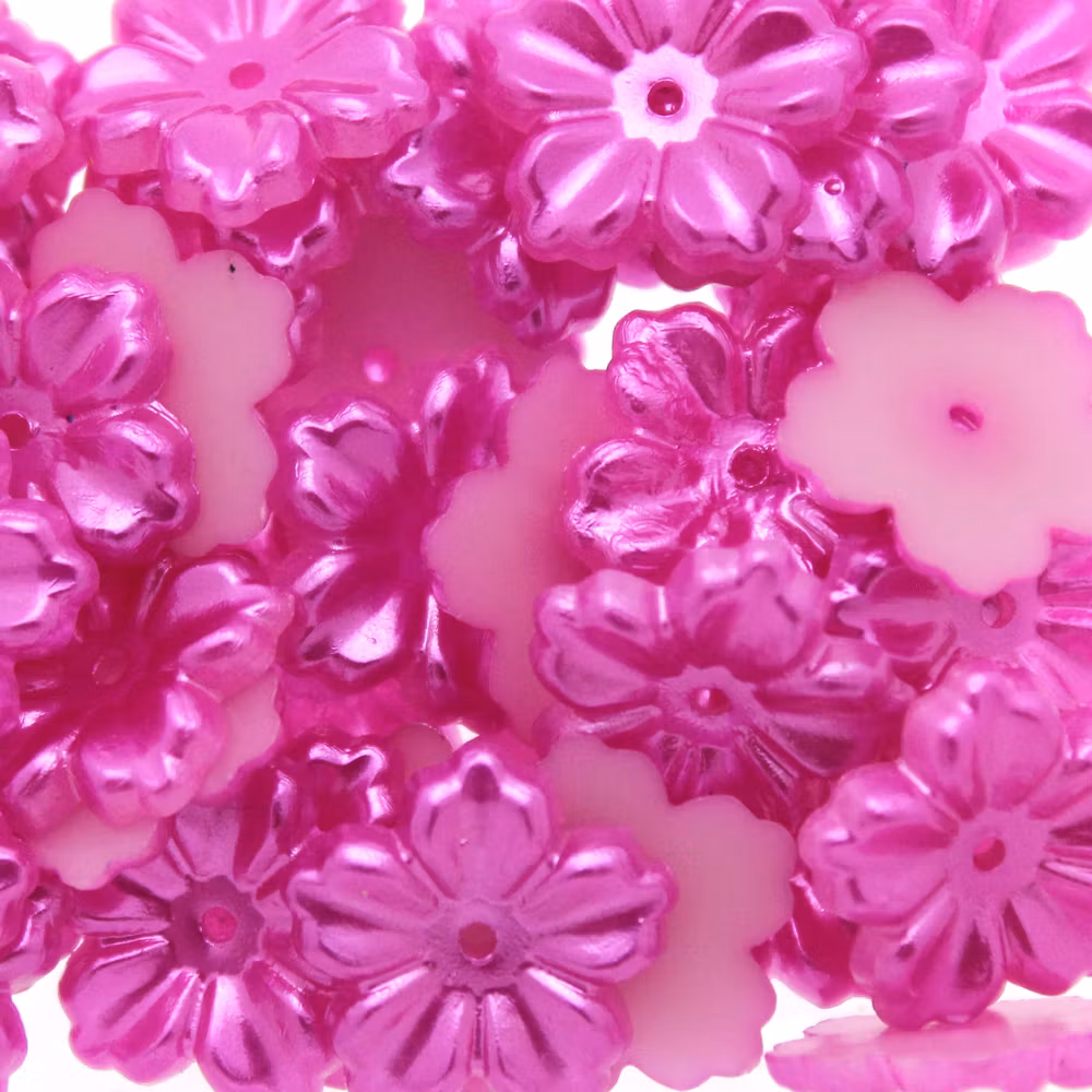 Fuchsia Pastel Blomma Plastpärla 5-bladig 12mm 10st
