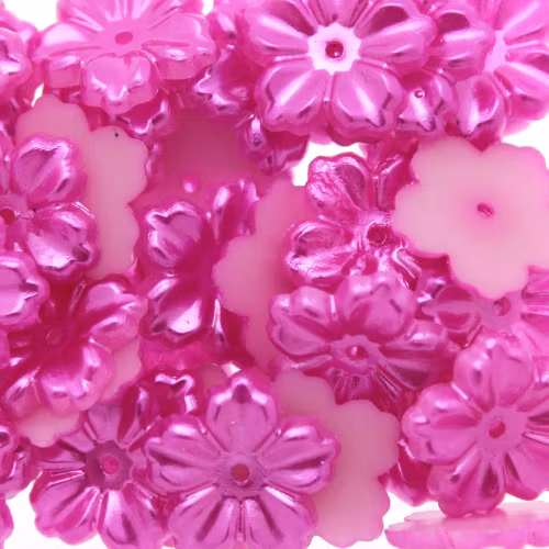 Fuchsia Pastel Blomma Plastpärla 5-bladig 12mm 10st