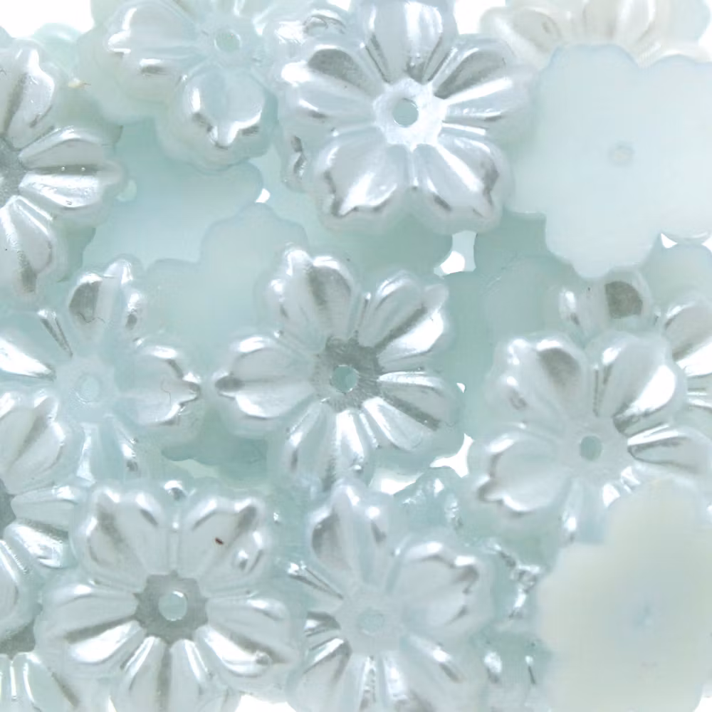 Pale Blue Pastel Blomma Plastpärla 5-bladig 12mm 10st