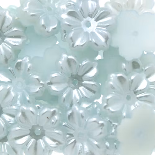 Pale Blue Pastel Blomma Plastpärla 5-bladig 12mm 10st