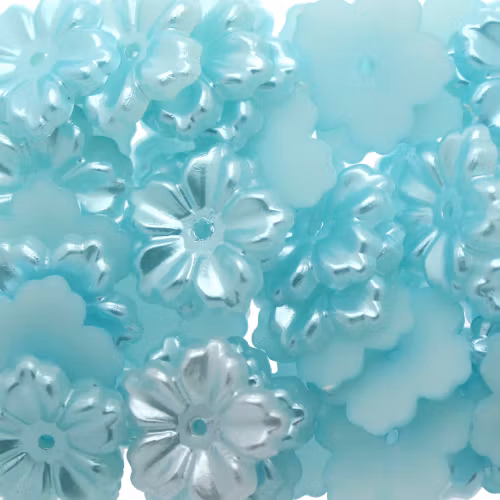 Aqua Pastel Blomma Plastpärla 5-bladig 12mm 10st