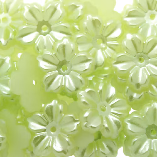 Lime Pastel Blomma Plastpärla 5-bladig 12mm 10st