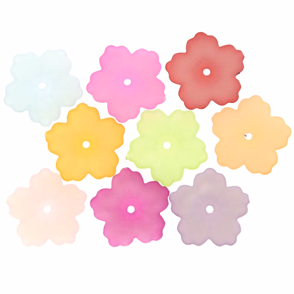 Mix Pastel Blomma Plastpärla 5-bladig 12mm 10st
