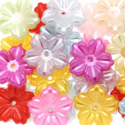 Mix Pastel Blomma Plastpärla 5-bladig 12mm 10st
