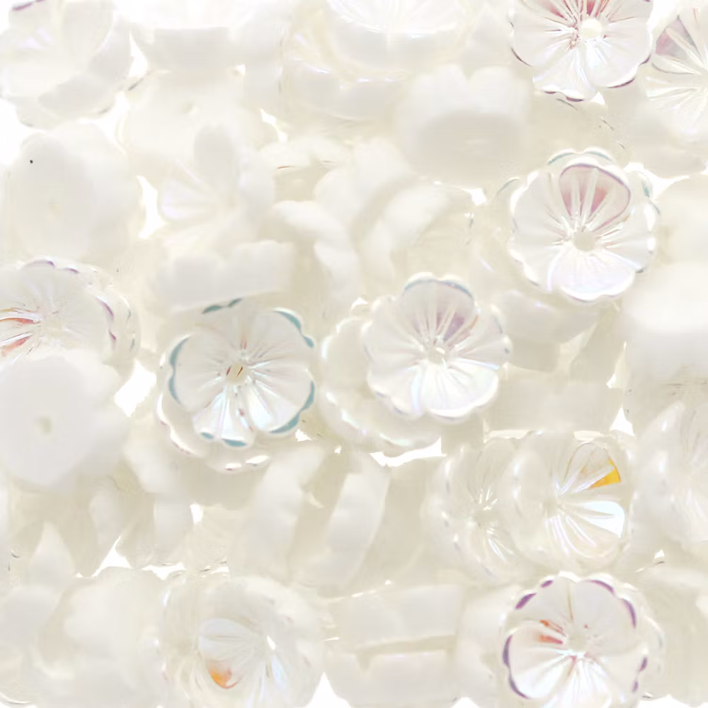 White AB Blomma Resinpärla 5-bladig 8mm 10st