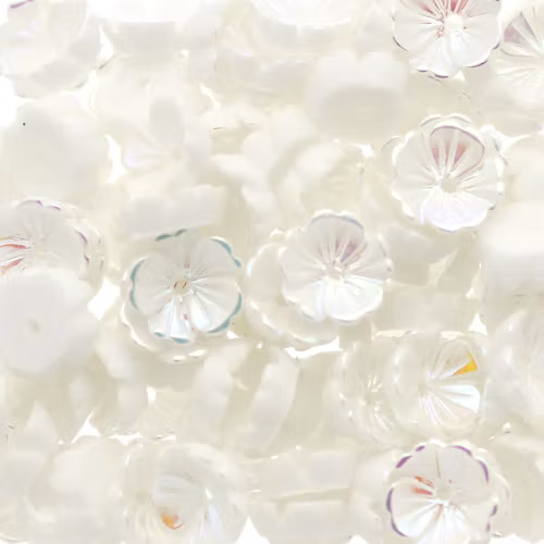 White AB Blomma Resinpärla 5-bladig 8mm 10st