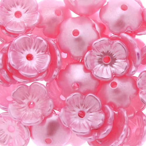 Pink Pastel Blomma Akrylpärla 5-bladig 10mm 10st