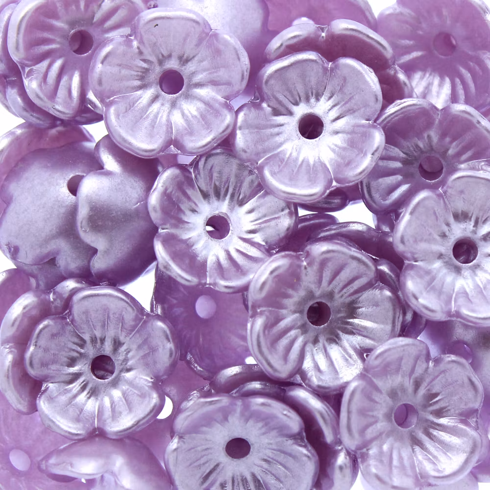 Lila Pastel Blomma Akrylpärla 5-bladig 10mm 10st