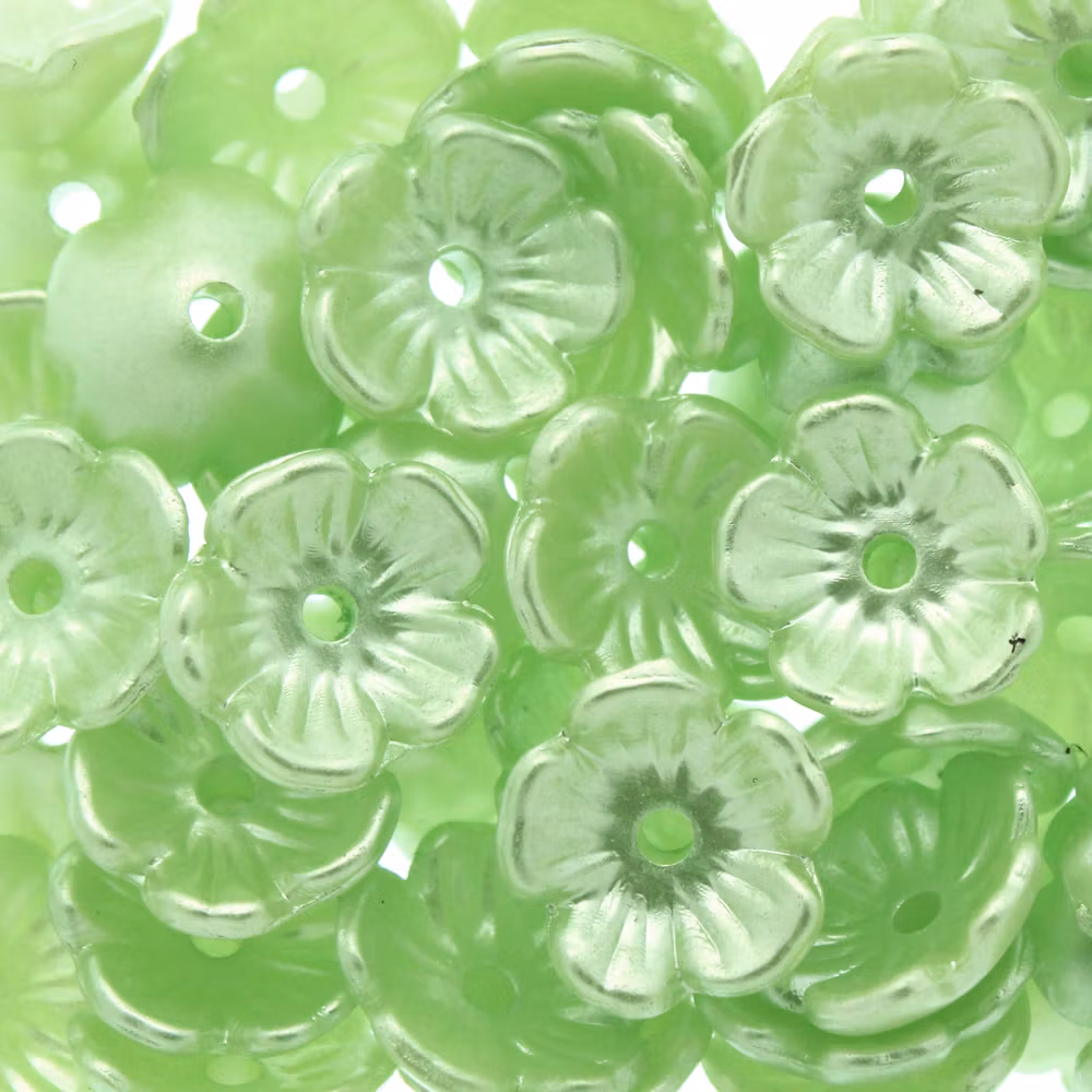 Peridot Pastel Blomma Akrylpärla 5-bladig 10mm 10st