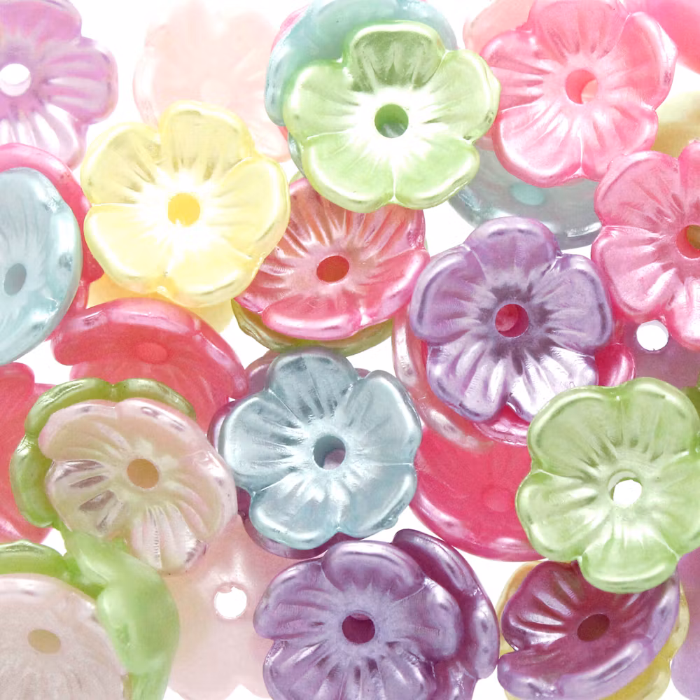 Mix Pastel Blomma Akrylpärla 5-bladig 10mm 10st