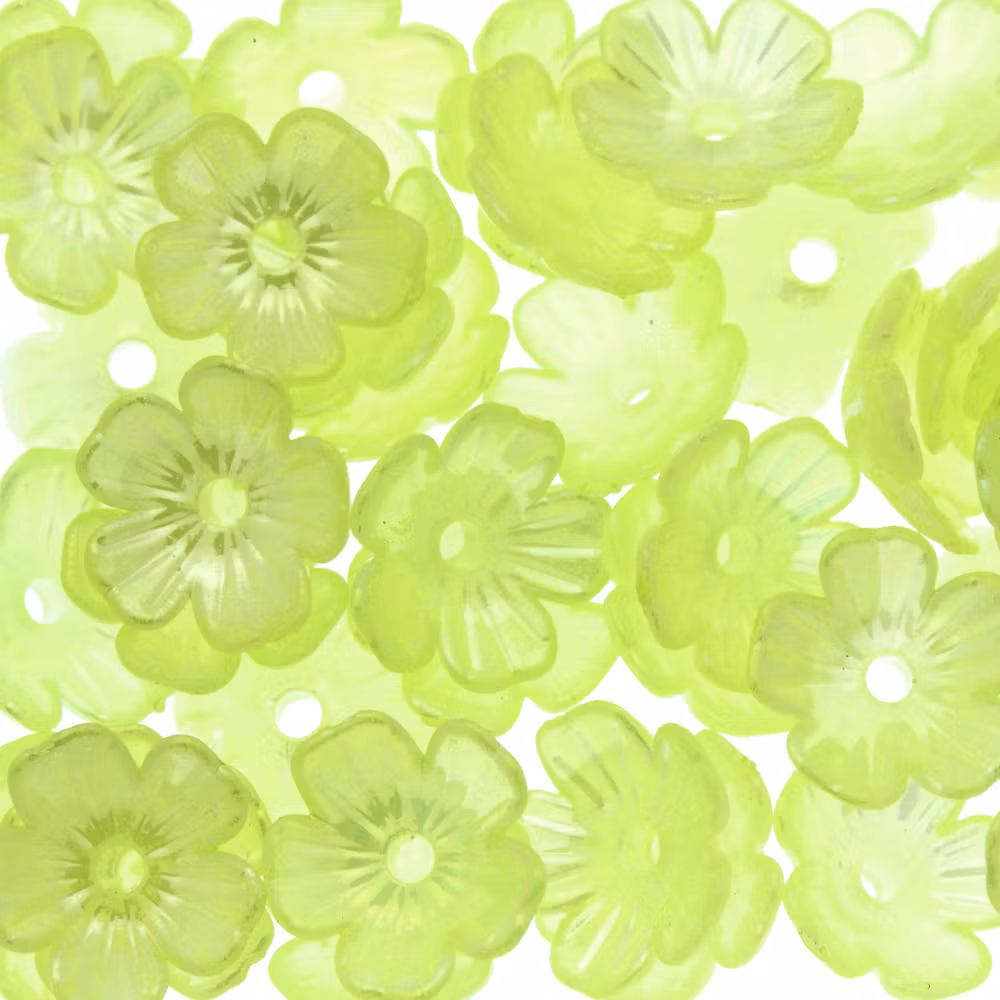 Neon Yellow AB Blomma Akrylpärla 5-bladig 10mm 10st